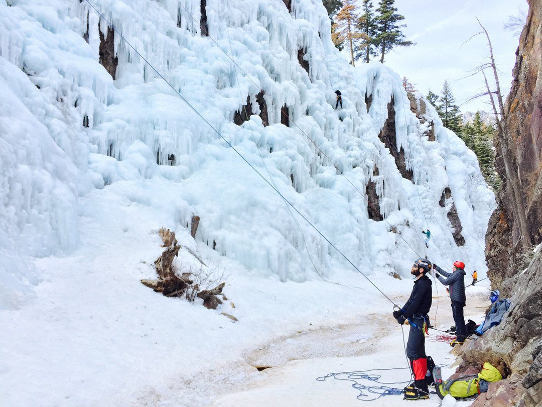 Climbing at Ouray Ice Park, Ouray CO